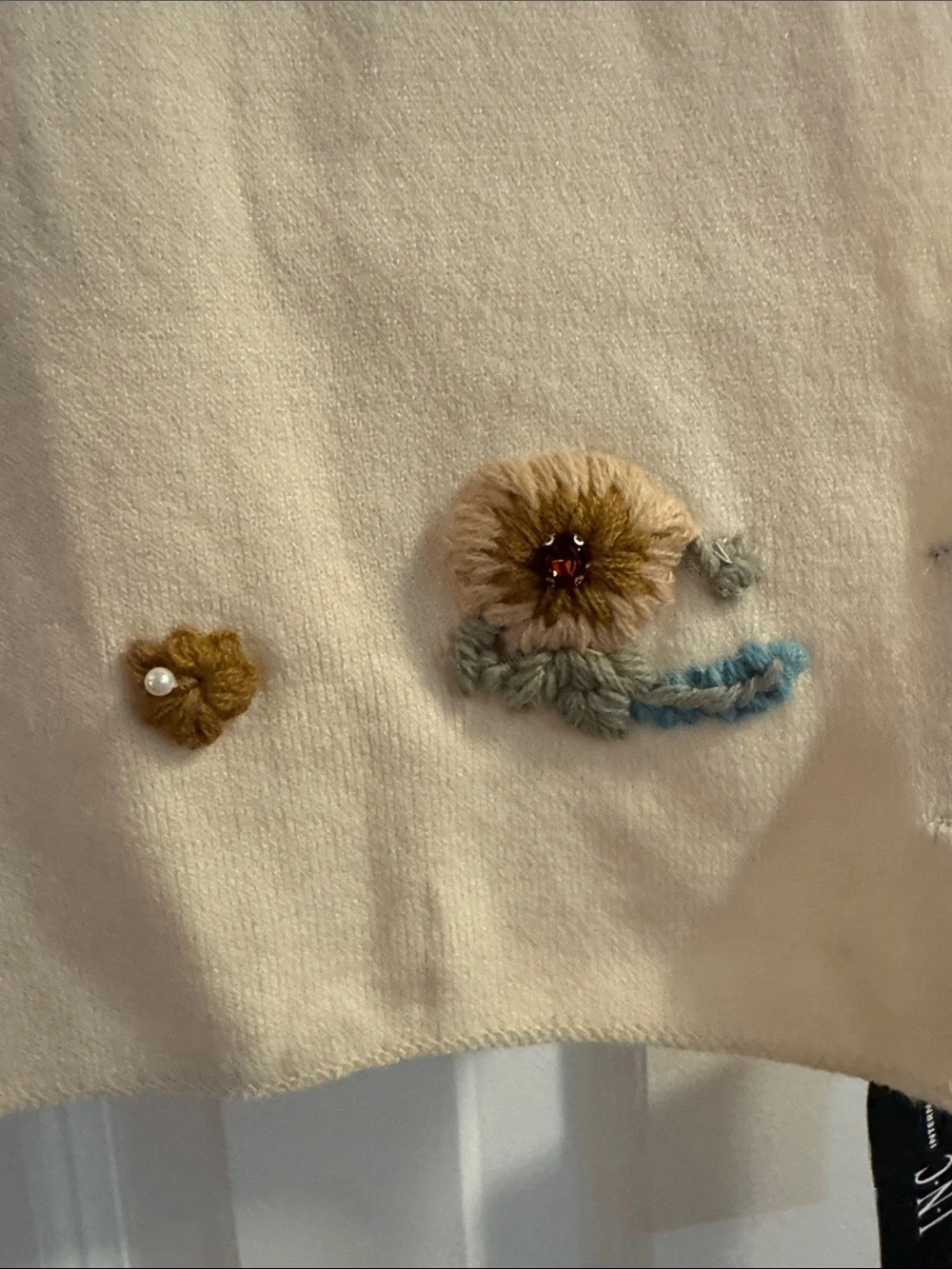 INC International Concepts Cream Embroidered Floral Scarf